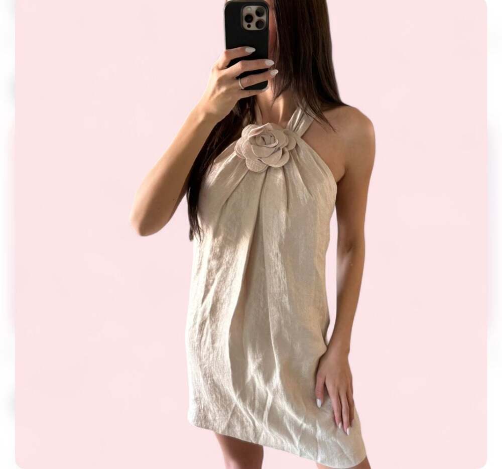 Alexia Admor beige flower Halter Dress Size medium